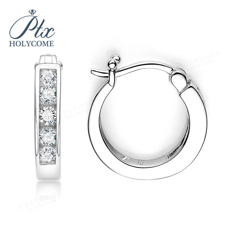 D VVS1 Moissanit Ohrringe S925 Silber Ohrstecker 18K Weißgold plattiert Schmuck - Bild 2 von 4