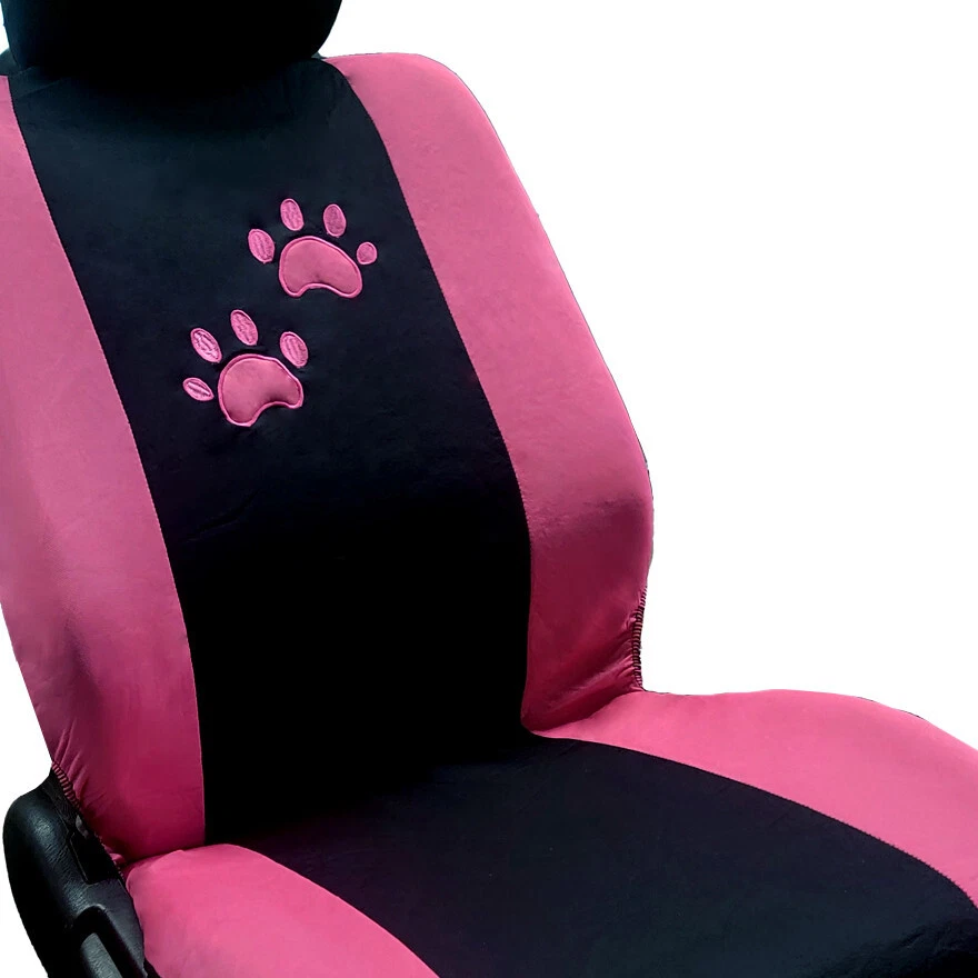 For Mazda Embroidery Dog Cat Pink Paw Car Seat Covers Universal Set For Women - Image 3 of 4