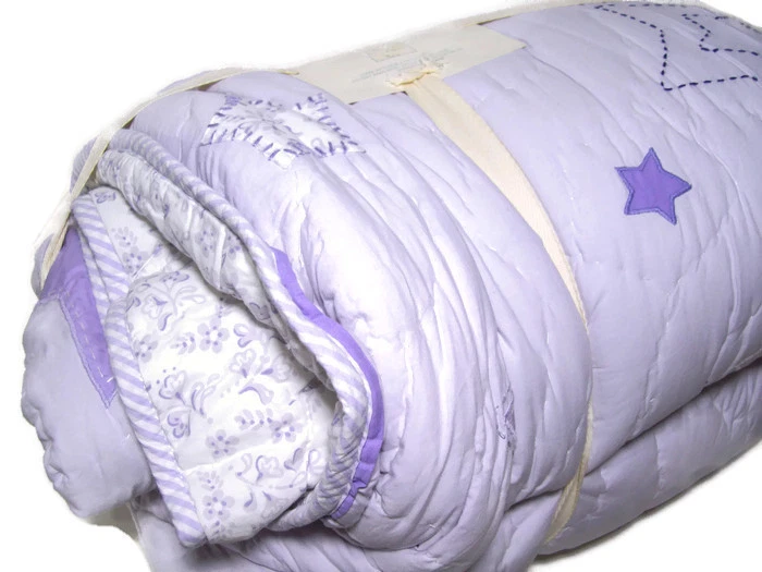 Pottery Barn Kids Multi Color Lavender Purple Andrea Star Flowers Twin Quilt New - Image 3 of 4
