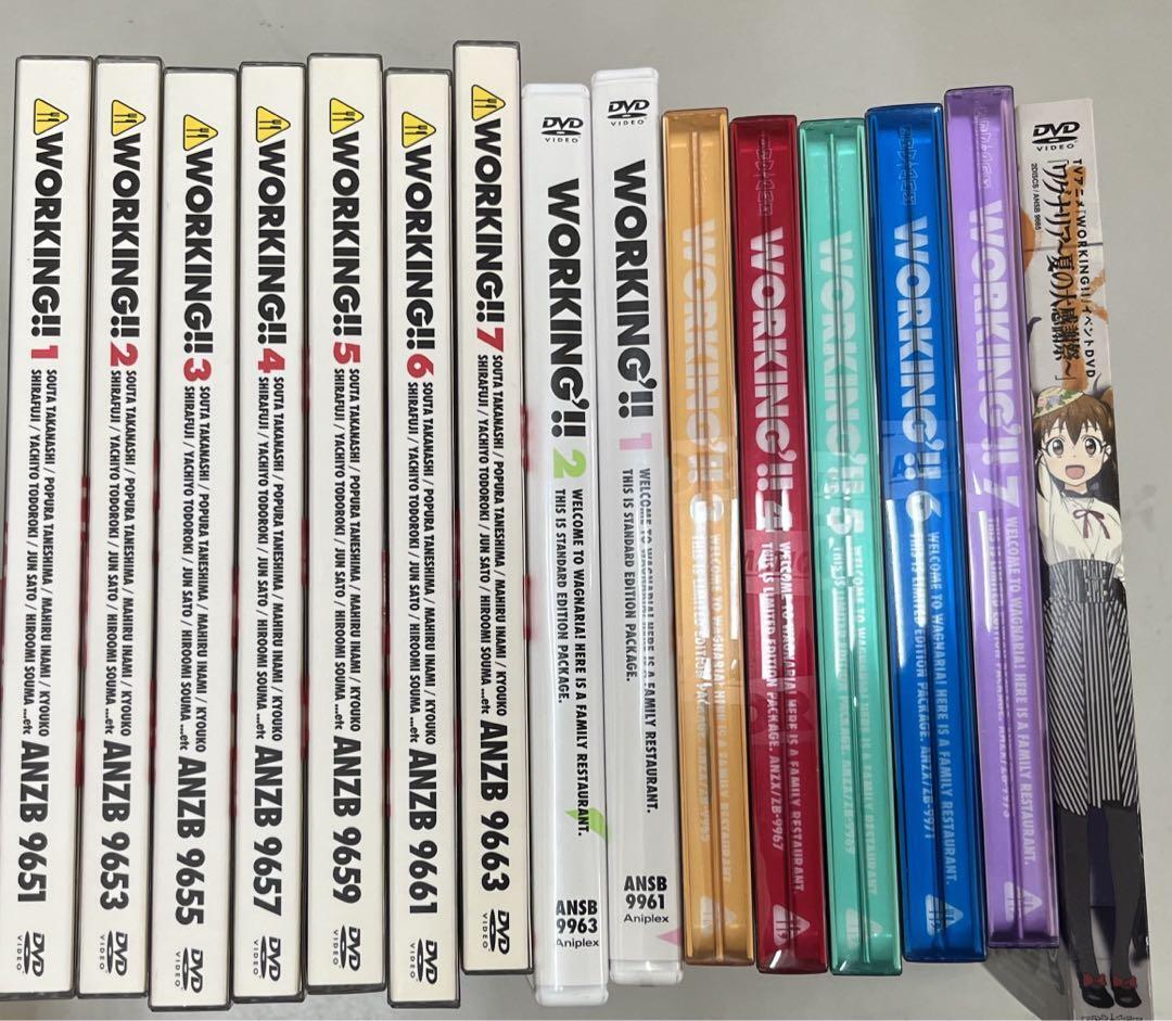【美品】アニメ　ワーキング！！二期　DVD全7巻セット WORKING!!! Seasons 1+2 DVD Vol.1-7 for Each Season Set Anime