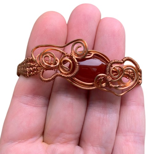 Brazalete Ojo de Tigre o Cornalina Cobre Alambre Envolvente Brazalete Hecho a Mano Joyería Regalo - Imagen 13 de 48
