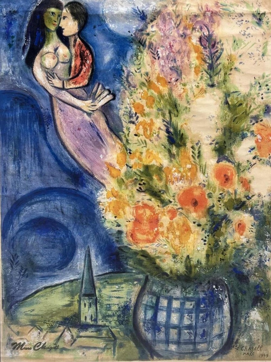 Chagall、LE COUPLE、希少画集画、新品額装付 Chagall、LE COUPLE、希少画集画、新品額装付