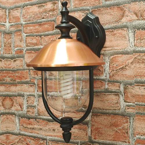 Lanterna Copper con braccio 25x28x45 cm in alluminio nero copertura in rame 60 W - Foto 2 di 2