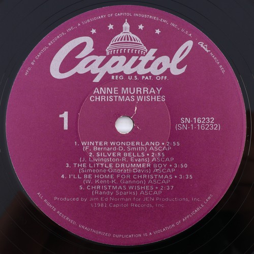 Anne Murray – Christmas Wishes - 1981 Stereo LP Capitol Purple SN-16232 - Picture 8 of 18