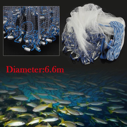 10ft/14ft/18ft/22ft Hand Cast Fishing Net Bait Net Twine +Steel Dense Line mesh - Afbeelding 6 van 53