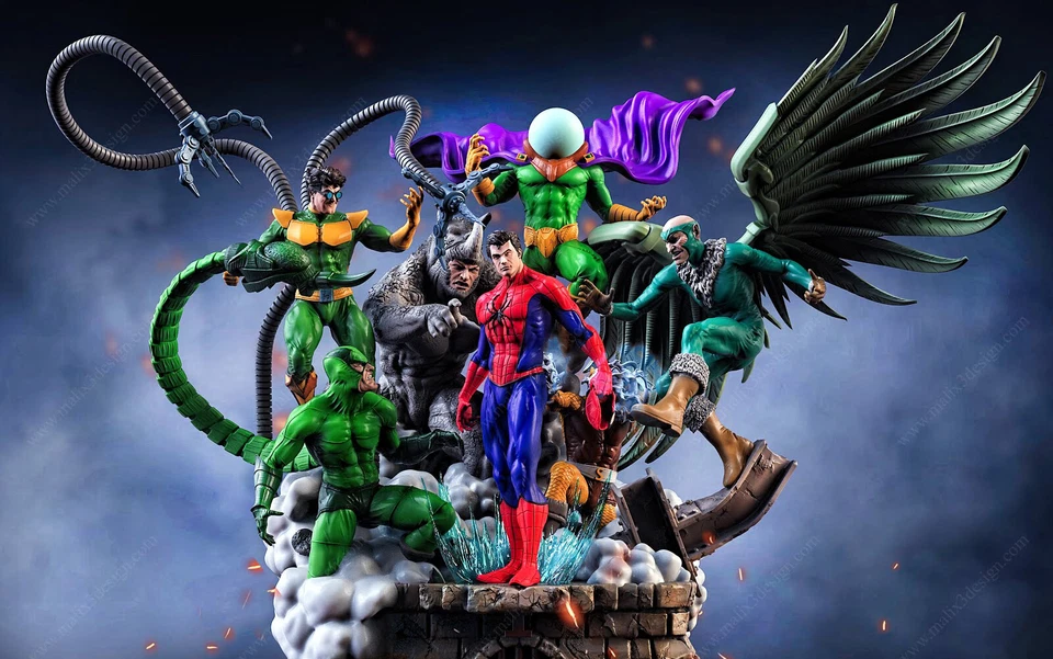Spider-Man Sinister Six Villains statue figure STL file for 3d printing  - Image 2 of 4