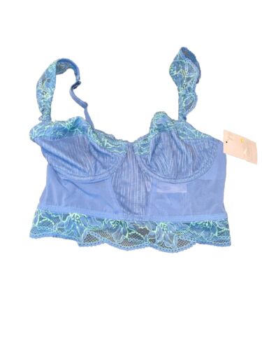 Auden Women's Size XS Unlined Long Line Underwire Bralette Blue Intimate New