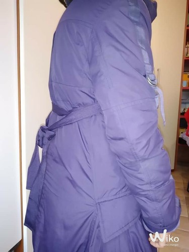 Giacca a vento cappotto blu Sisley 8-9 anni vero piumino con cappuccio - Foto 11 di 12