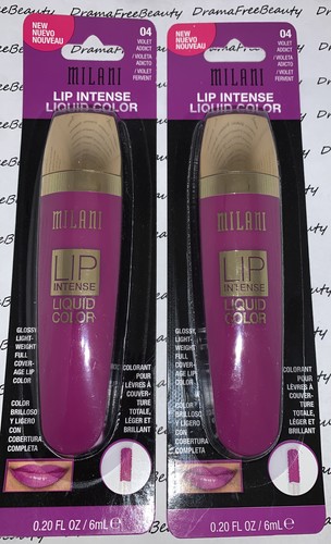 2 Milani Lip Intense Liquid Color Full Coverage Gloss 04 *VIOLET ADDICT* Duo Lot - Picture 9 of 10