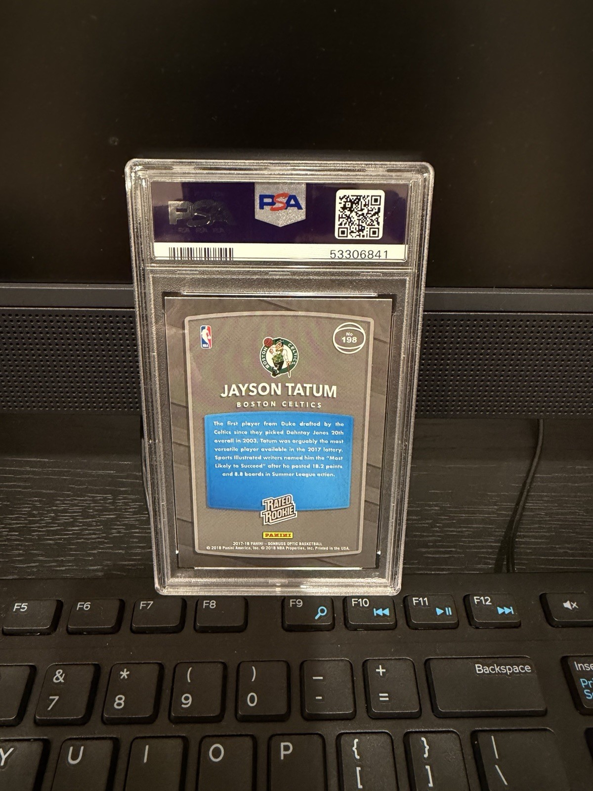 2017-18 Panini Donruss Optic - Rated Rookie Jayson Tatum #198 (RC) PSA 10 view 2