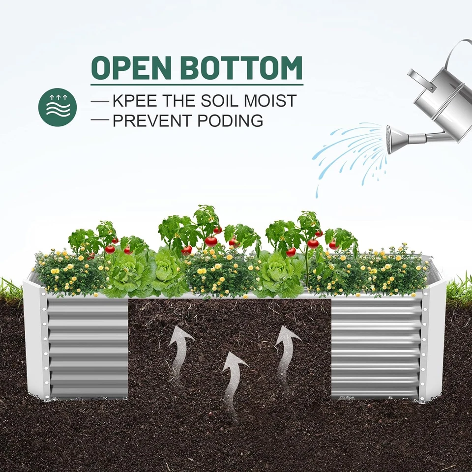 Kit cama jardin elevada de metalica 8x4x2 pies para verduras exterior grande - Image 3 of 4