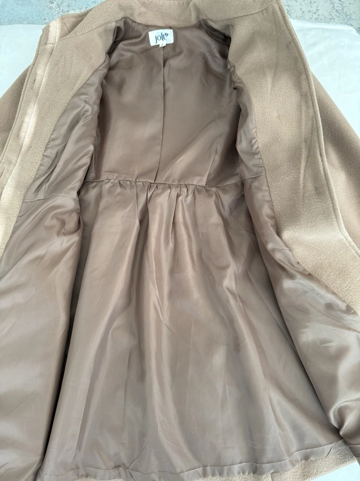 Abrigo de mujer Jolt beige polar talla XL detalles con volantes chaqueta informal EB1 Foto 4 de 4