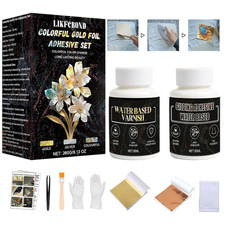 Gilding Adhesive Set, Variegated Gold Leaf Kit for Crafts, Colorful Gilding Leaf