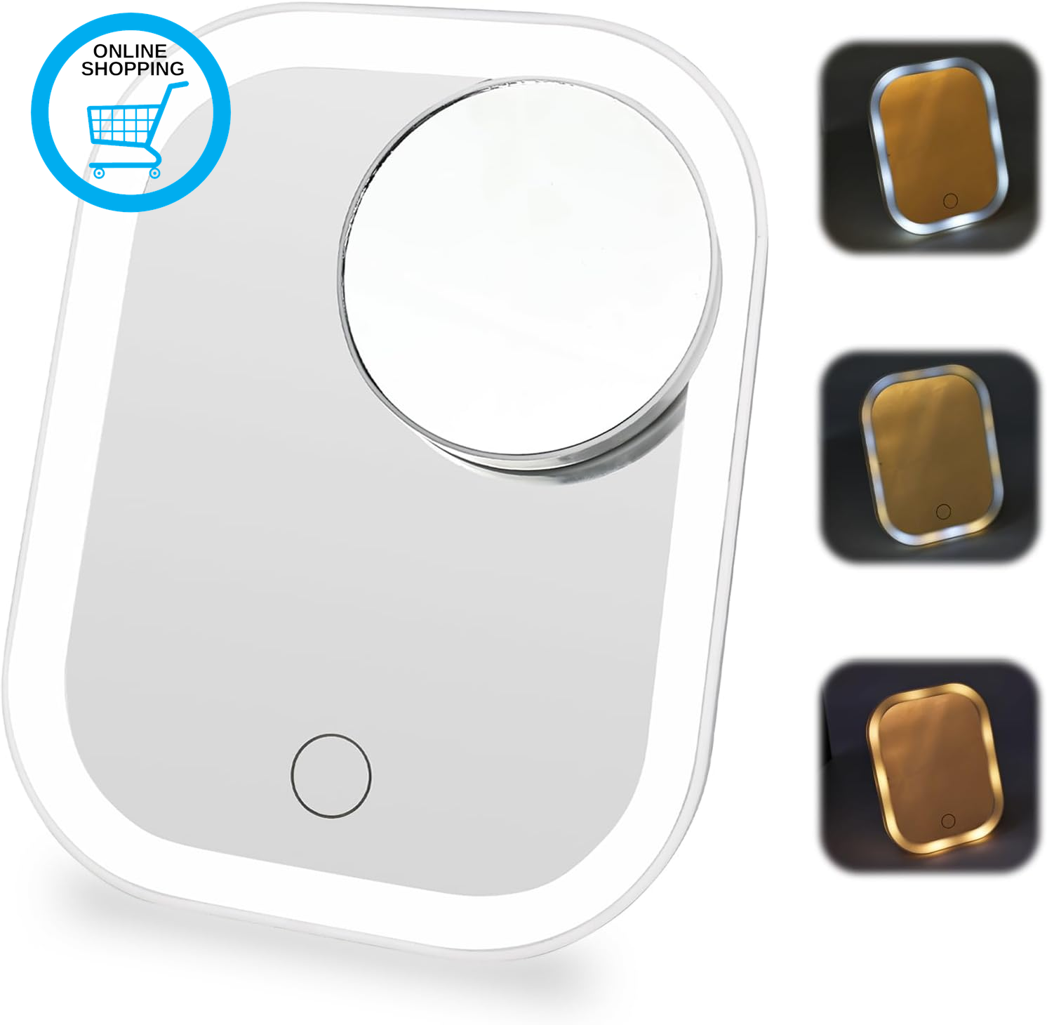 Travel Makeup Mirror - Rechargeable Vanity Mirror with 5X Magnifying, 3 Color Li