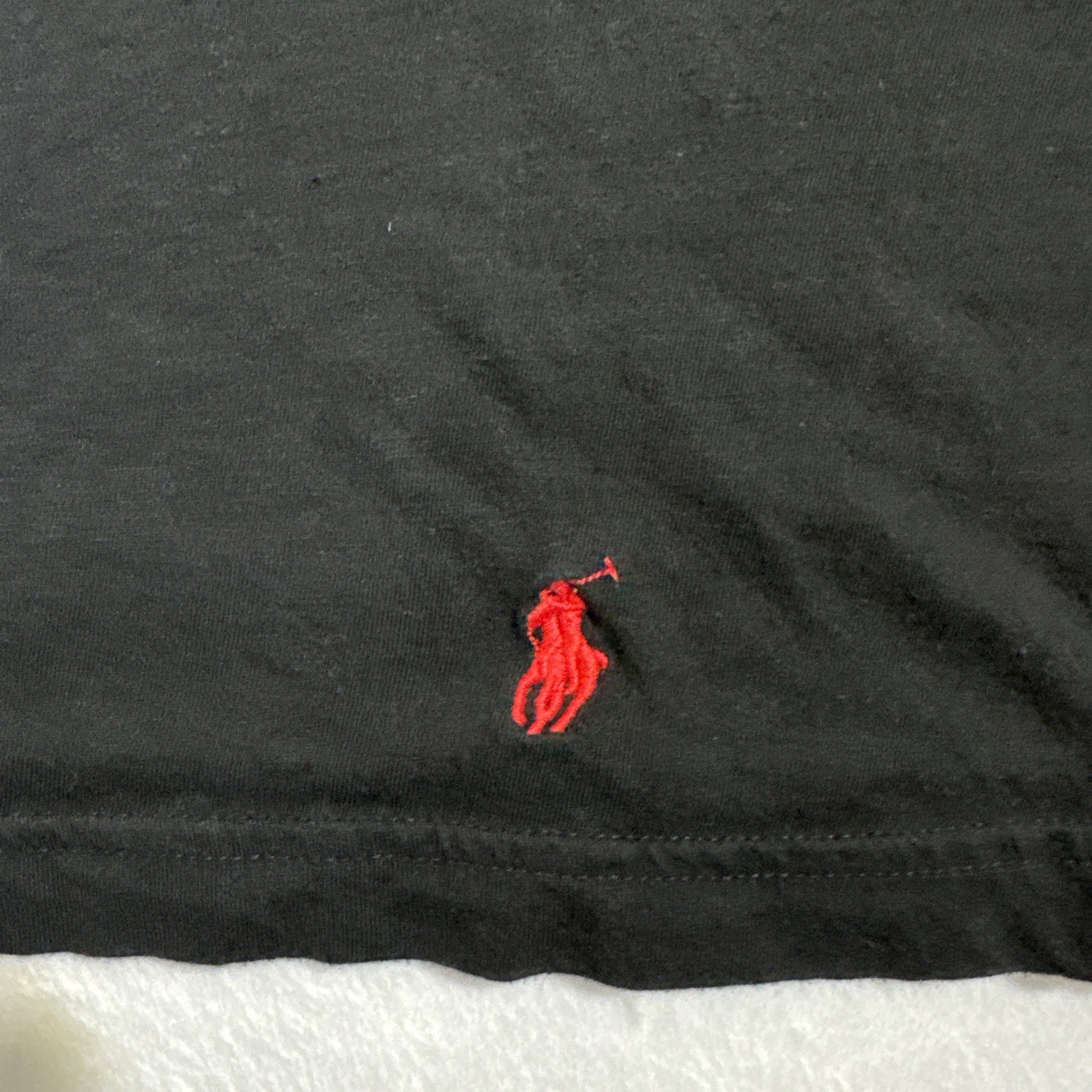 Polo Ralph Lauren Shirt Mens XL Basic Minimalist V Neck Black Red Pony Adult