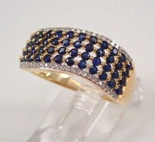 2Ct Round Cut Lab Created Blue Sapphire Wedding Band Ring 14K Yellow Gold Plated