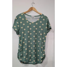 Ruby & Lace Maternity Green Daisy Print Tunic Top Ruched Sides Women's XL