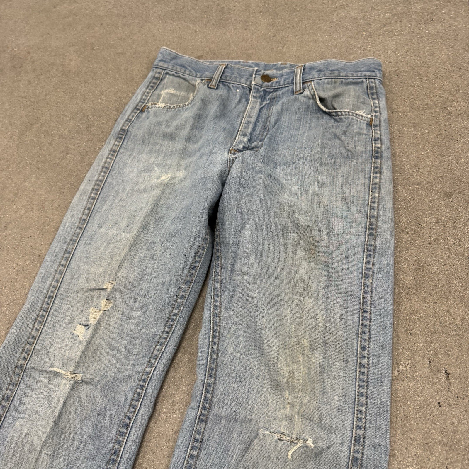 Vintage 70s Lee Bell Bottoms Flared Denim Hippy Jeans Sz fit 28x30 Flared USA thumbnail 2