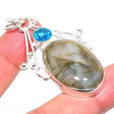 Labradorite Gemstone Handmade 925 Sterling Silver Jewelry Pendant  RM-66