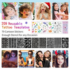 Temporary Glitter Tattoo Kit Kids Adults 42 Glitter 6 Fluorescent Color 209 Glue