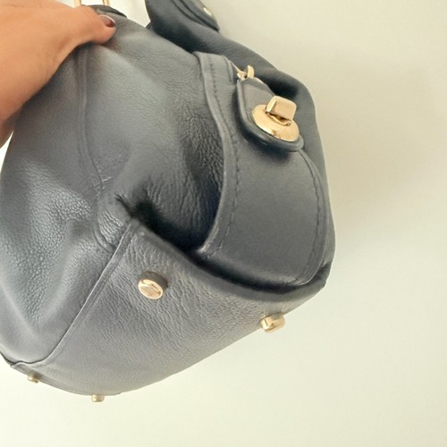 Borsa a tracolla Coach Edie 31 pelle di ciottoli slouchy tote blu scuro lucida borsetta - Foto 8 di 11