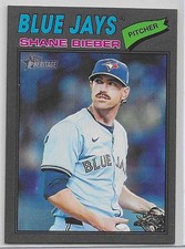 2026 Topps Heritage Shane Bieber Dark Gray Border #210 Toronto Blue Jays