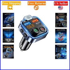 Bluetooth FM Transmitter Car Adapter 38W Blue, Fast Charging, Hands-Free