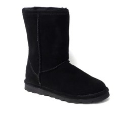 BEARPAW Elle Short Suede Sheepskin Boot with NeverWet Black