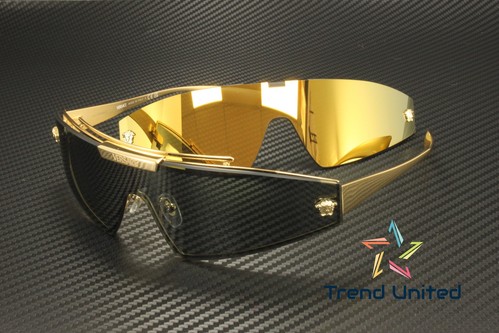 VERSACE VE2265 100287 Gold Dark Grey Mirror Gold 44 mm Women's Sunglasses