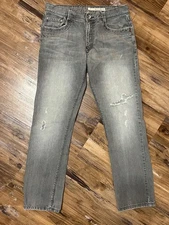 VGUC Mens DKNY Gray Grey Wash Bleecker Jean Size 33 x 32 100% Cotton RN 52002