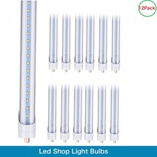 12 Pack 8FT Led Shop Light Bulbs ,Led Tube Light FA8 45W T8 T12 Single Pin 5000K