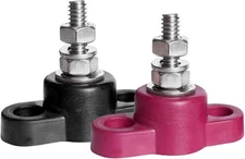 Ampper 1/4" Single Stud Battery Junction Posts Block, 1/4", Red & Black 