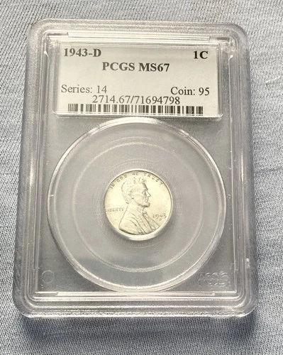1943 D LINCOLN CENT PCGS MS 67