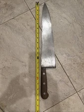 VTG SABATIER 14" Blade “FLEUR DE LIS 56” Carbon Chef Knife FRANCE OVERALL 20”