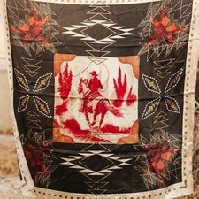 Black Aztec Boot Stitch Cowboy Western Southwestern Wild Rag Scarf Accent