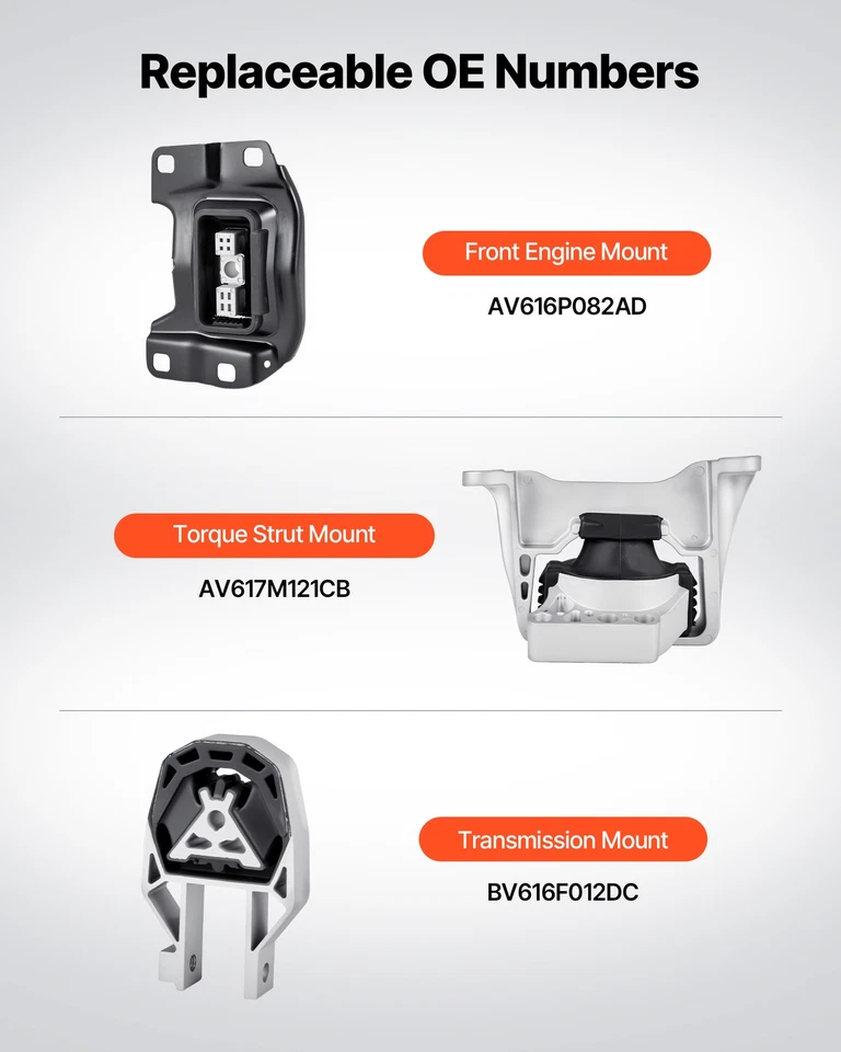 VEVOR Engine Motor Transmission Mount Set 3 for 2013 2019 Ford Escape 2.0L L4 - Изображение 3 из 4