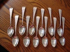 Antique Engraved by GW Russell Sterling Silver Spoon 4 3/8" Set of 12