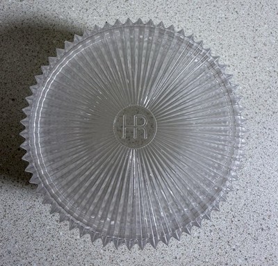 vintage Helena Rubinstein clear plastic ribbed vanity Makeup Cosmetic powder jar