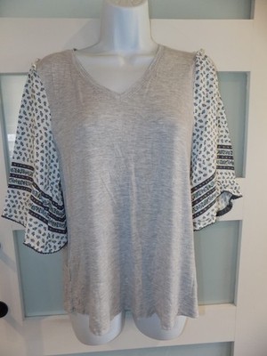Matilda Jane Lets Go Together Without A Care Boho 3/4 Sleeve Shirt Size S Womens