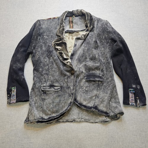 Aratta Silent Journey Colonel Jacket Womens Medium Distressed Floral Blazer