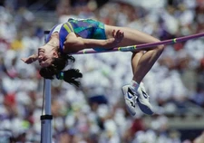 Clare Look Jaeger USA clears the bar in the high jump discipline  1992 Old Photo