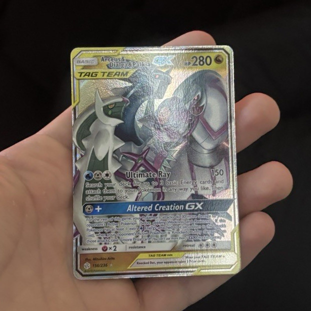 Pokemon Arceus & Dialga & Palkia GX 258/236 Cosmic Eclipse Secret Rare TAG