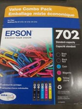 5 Pack Epson 702 Black Cyan Magenta Yellow Cartridges T7021-5-SVH EXP 04/27 B