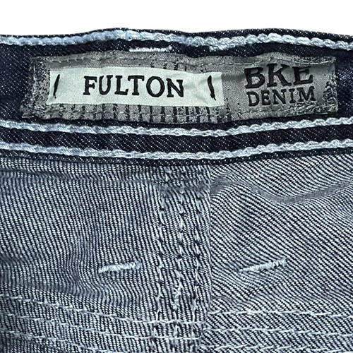 BKE Fulton Jeans Men 31R Dark Wash Bootcut Y2K Low Rise VTG Style Button Fly - Picture 3 of 10