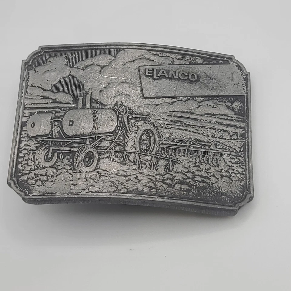 Vintage Elanco Belt Buckle Tractor Farmer Silver Tone Signed 1 Of 290 - Image 3 of 4