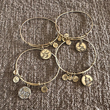 Alex and Ani Lot of 5 Silver Tone Bangle Char...
