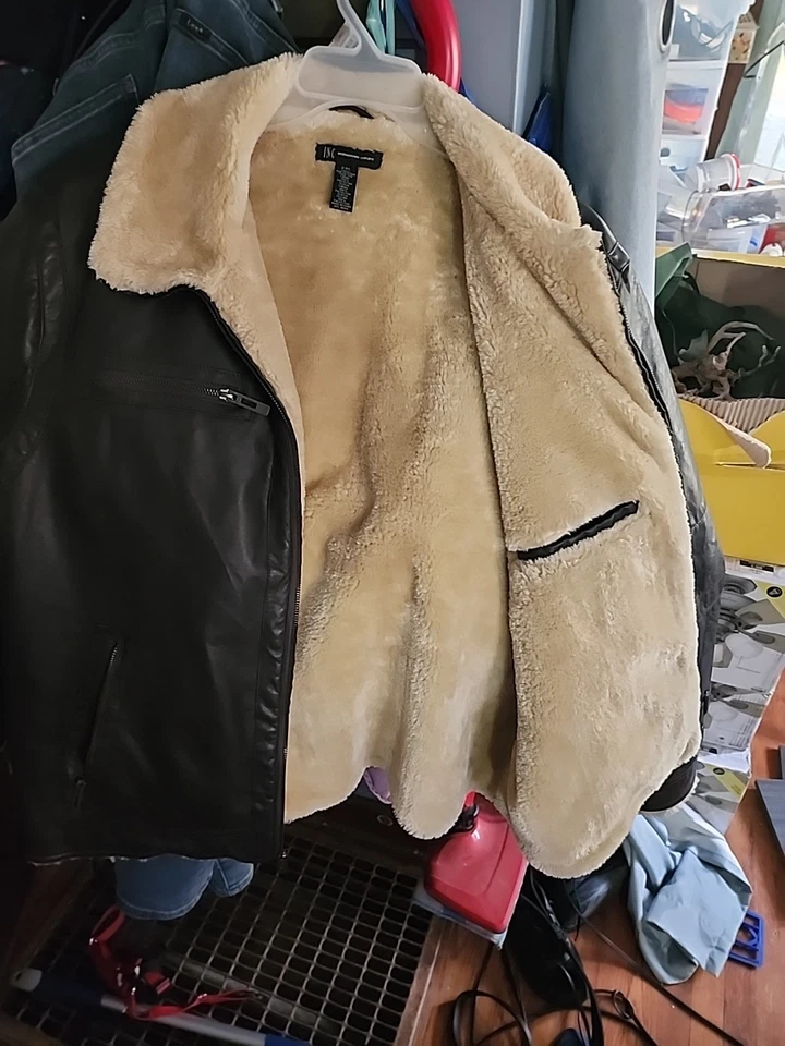 Jaqueta de couro sintético INC International Concepts marrom forro de pele sintética masculina XXL - Imagem 3 de 4