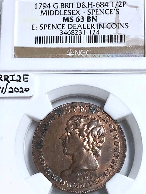 T*a様 1794年英国ケント州ランバーハースト ハーフペニー・トークン﻿銅貨 NGC 1794 Year UK Coins for sale | eBay