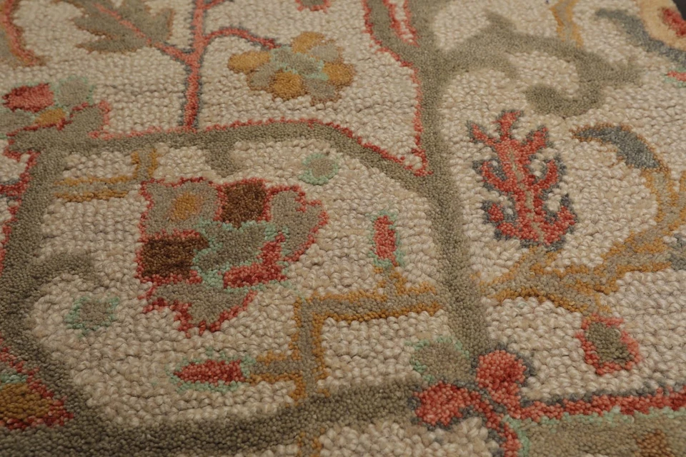 Set of two Handmade 100% Wool Transitional Area Rug Beige, sage 2' x 3' - Image 4 of 4