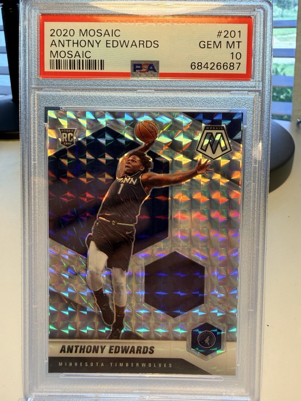 2020 Mosaic #201 Anthony Edwards Rookie Silver Mosaic Prizm PSA 10 GEM MINT
